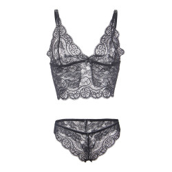 Subblime - 953928 Chemisier De Nuit En Soie Et Dentelle + Culotte Noire L/Xl
